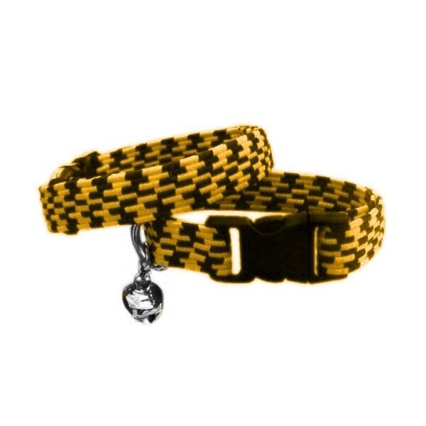Elastik Örme Kedi Tasması Sarı-Siyah 10 mm A=23/32 cm