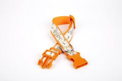 Doggie Köpek ve Pati Desenli Dokuma Köpek Boyun Tasması 3 cm x 36-60 cm Turuncu
