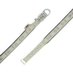 Doggie Softlu Kemik Desenli Köpek Tasması 2 cm x 40 cm Haki