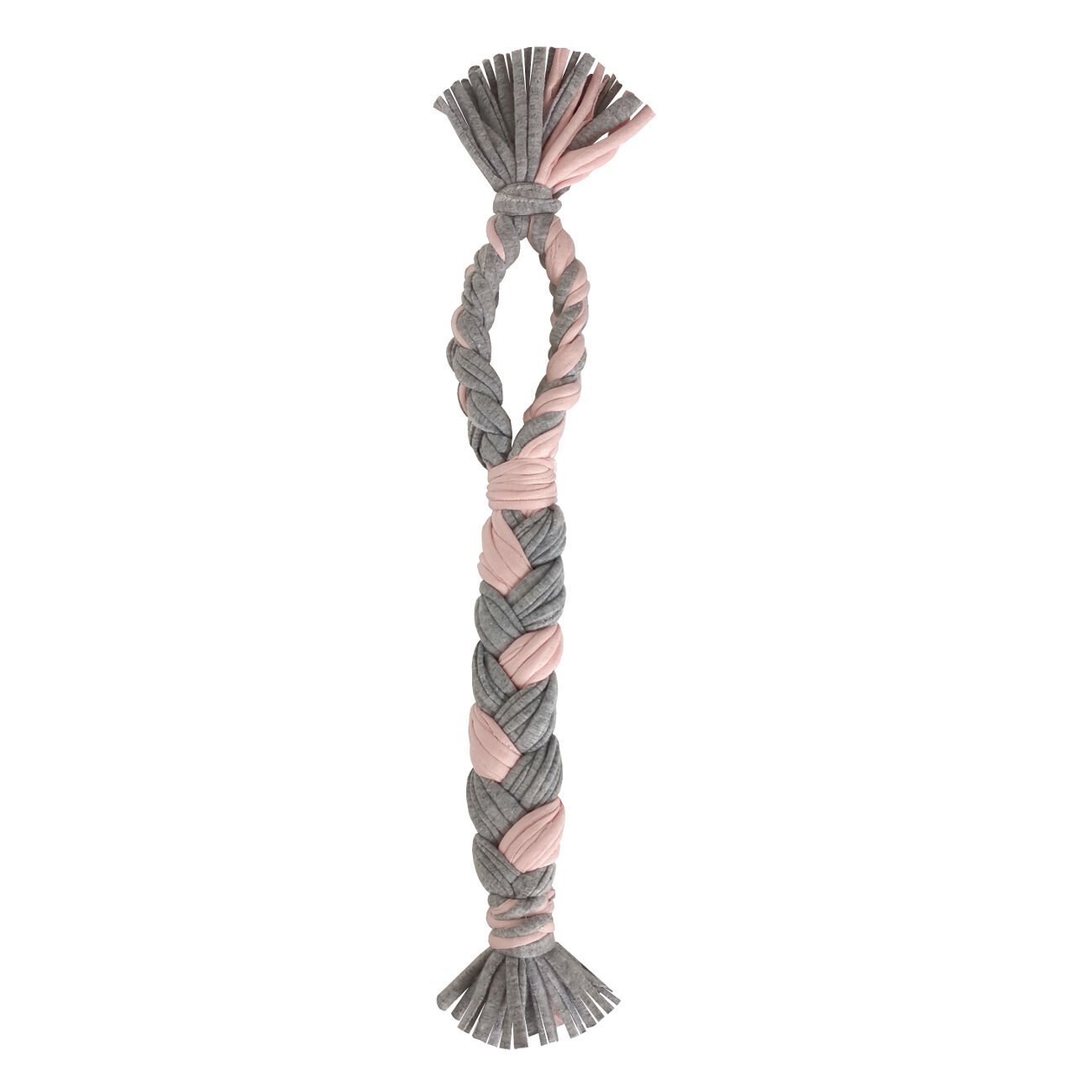Köpek Oyuncağı Düğümlü Halat Diş İpi 4 cm-40 cm Pembe-Gri