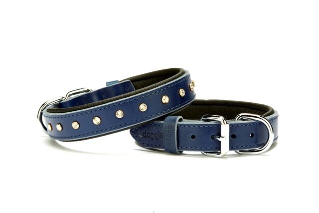 Doggie Kristal Taşlı Köpek Boyun Tasması 50 cm Medium Mavi