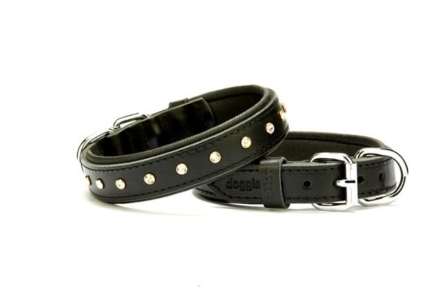 Doggie Kristal Taşlı Köpek Boyun Tasması 50 cm Medium Siyah