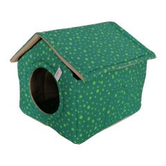 ANS Sünger Çatılı Kedi Köpek Kulübesi ø 45*50*60 cm Yeşil Puantiye