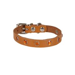 Doggie Taşlı Kedi ve Yavru Köpek Tasması 1*23 cm Camel Medium