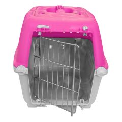 Markapet Metal Kapaklı Kedi Köpek Taşıma Çantası 28 x 32-44 cm Pembe Gri