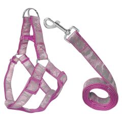 Köpek Göğüs Tasma Seti Reflektörlü Kamuflaj Desenli 120 cm-40 cm-56 cm Pembe Outlet