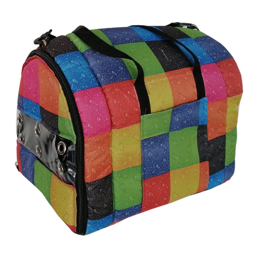 ANS Kedi Köpek Taşıma Çantası Şeffaf Kapaklı 50*30*30 cm Kareli