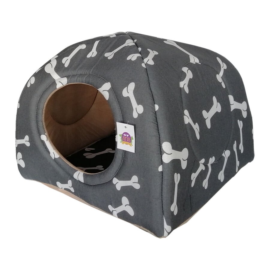 Kemik Desenli Kedi Köpek Yatağı 35 * 45 cm Gri