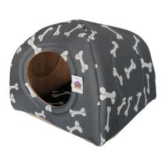 Kemik Desenli Kedi Köpek Yatağı 35 * 45 cm Gri
