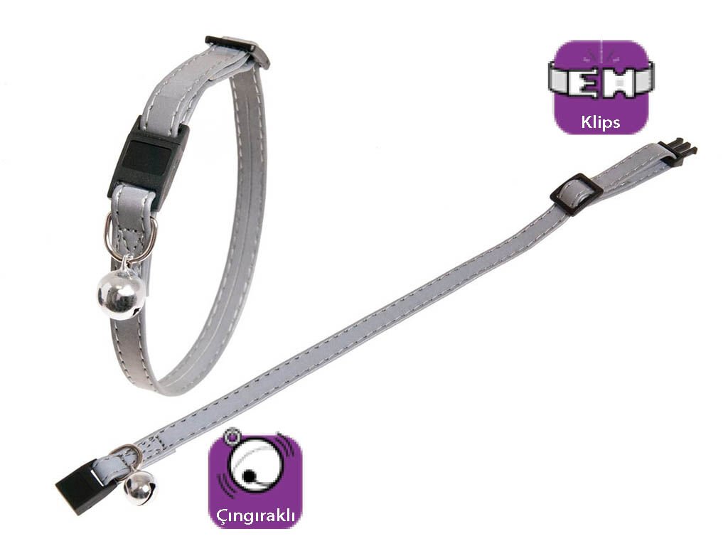 Karlie Reflektörlü Kedi Tasma Çing. 30Cm Gümüş
