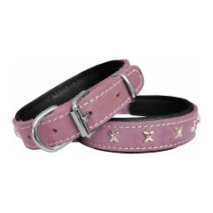 Markapet Deri Metal İşlemeli Köpek Boyun Tasması 3 x 42 - 56 cm Gül Kurusu