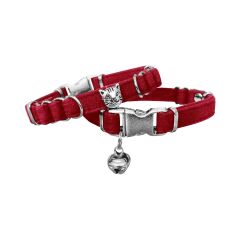 Markapet Kedi Kafalı Kadife Kedi Boyun Tasması 20-32 cm Kırmızı