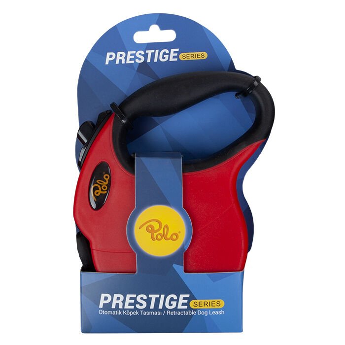 Polo Prestige Makaralı Otomatik Tasma S 4 Metre - 10 kg Kırmızı-Siyah
