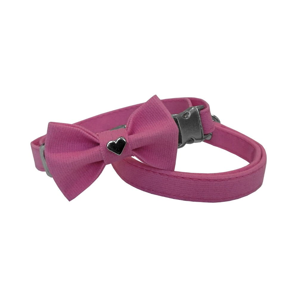 Markapet Kadife Papyonlu Kedi Boyun Tasması 20-32 cm Açık Pembe
