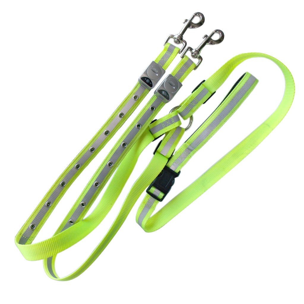 Percell Işıklı Fosforlu İkili Köpek Gezdirme Kayışı 80 cm