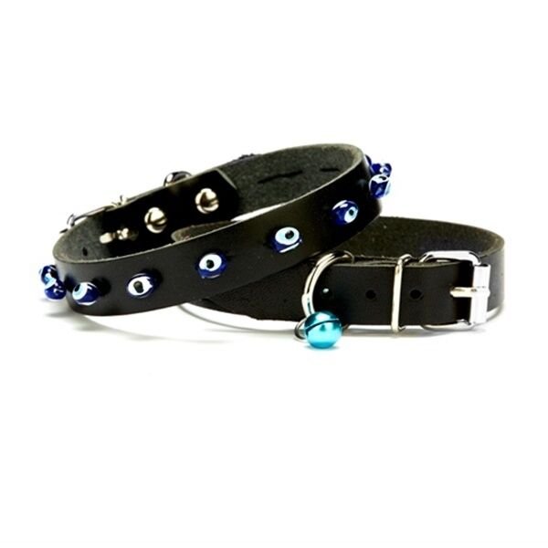 Nazar Boncuklu Kedi Ve Küçük Irk Köpek Tasması 1,0x23 cm Siyah Medium