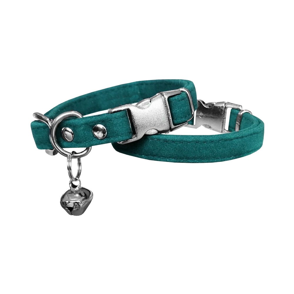 Markapet Kadife Çanlı Kedi Boyun Tasması 20-32 cm Turkuaz