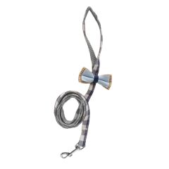 Köpek Göğüs Tasma Seti Ekose Desenli Papyonlu 1.5 cm*35-48 cm Mavi