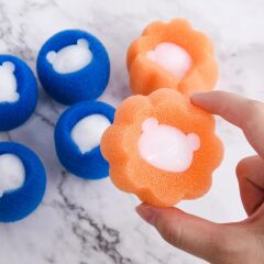 Markapet Çamaşır Makinesi Tüy Ve Kıl Toplama Topu İkili 3.5 cm-5 cm Mavi-Turuncu