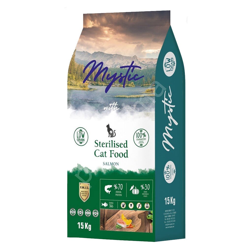 Mystic Az Tahıllı Yetişkin Kedi Maması Kısır Somonlu 15 kg