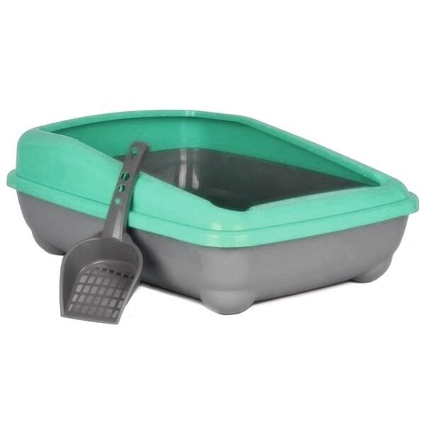 Kedi Tuvalet Kum Kabı 50/37/13.5 cm Yeşil + Kürek Hediye