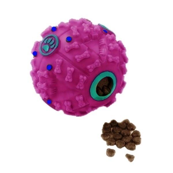 Kabartmalı kemik ve pati desenli sesli öten top 7 cm Pembe