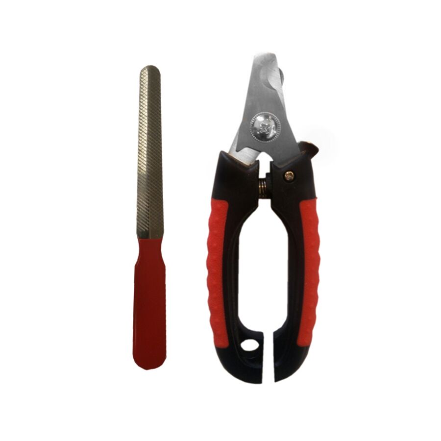 Kırmızı Siyah Kedi Köpek Tırnak Makası 15 cm + Törpü Hediyeli