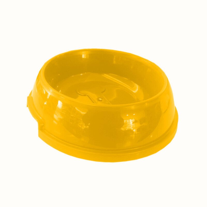 Köpek Mama Su Kabı Kemik Desenli 750 ml Sarı