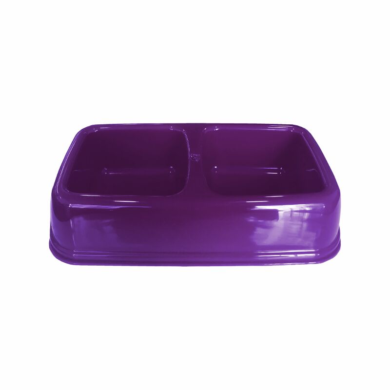 Plastik İkili Kedi Köpek Mama Su Kabı 250 + 250 ml Mor