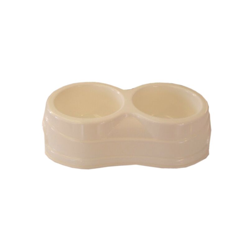 Plastik İkili Kedi Köpek Mama Su Kabı 250 + 250 ml Beyaz
