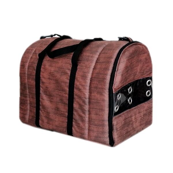 ANS Kedi Köpek Taşıma Çantası Şeffaf Kapaklı 50*30*30 cm Açık Kahverengi