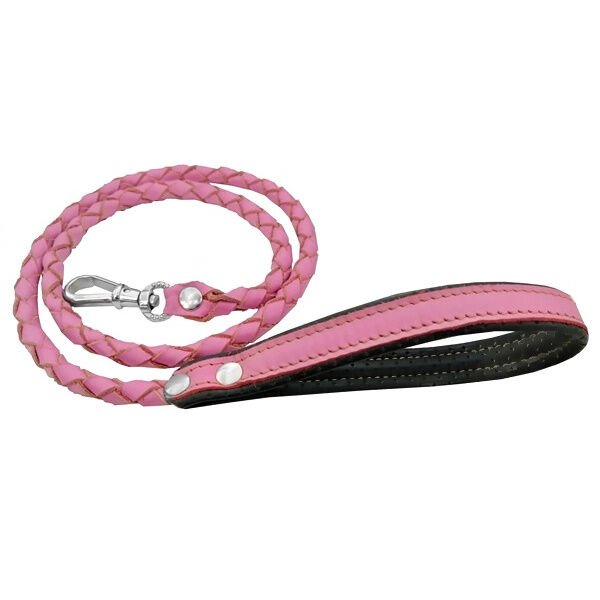 Deri Köpek Gezdirme Halatı  1 cm / 106 cm Pembe