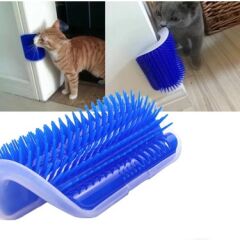 Self Groomer Kedi Otlu Kedi Duvara ve Masaya Monte Kedi Fırçası Mavi