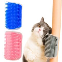 Self Groomer Kedi Otlu Kedi Duvara ve Masaya Monte Kedi Fırçası Mavi