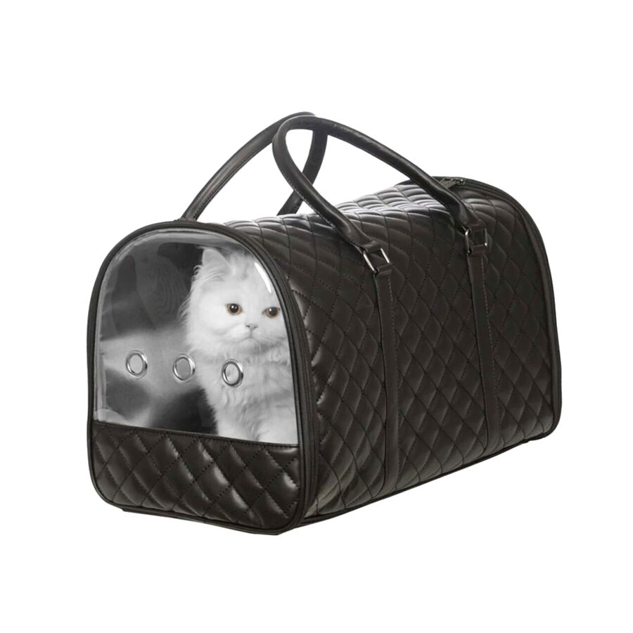 Markapet Kapitone Şeffaf Kedi Taşıma Çantası 22*30*45 cm Siyah