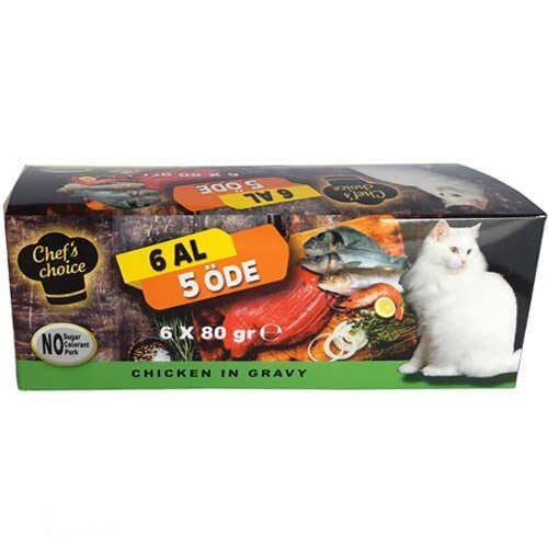Chefs Choice Tavuk Etli Tahılsız Kedi Konservesi 80 Gr 6 Al 5 Öde