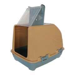 Lüks Üstü Açılabilir Kedi Tuvaleti 38-50 cm Kahverengi