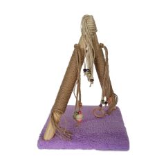Püsküllü Boncuklu Kedi Tırmalama Tahtası + Oyun Alanı 30*40 cm Açık Mor