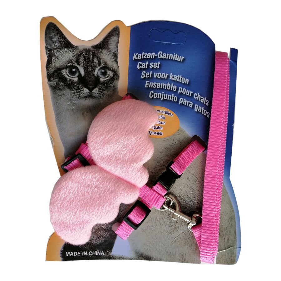 Atlantik Kanatlı Melek Kedi Göğüs Bel Tasması 20*32 cm Pembe Pudra