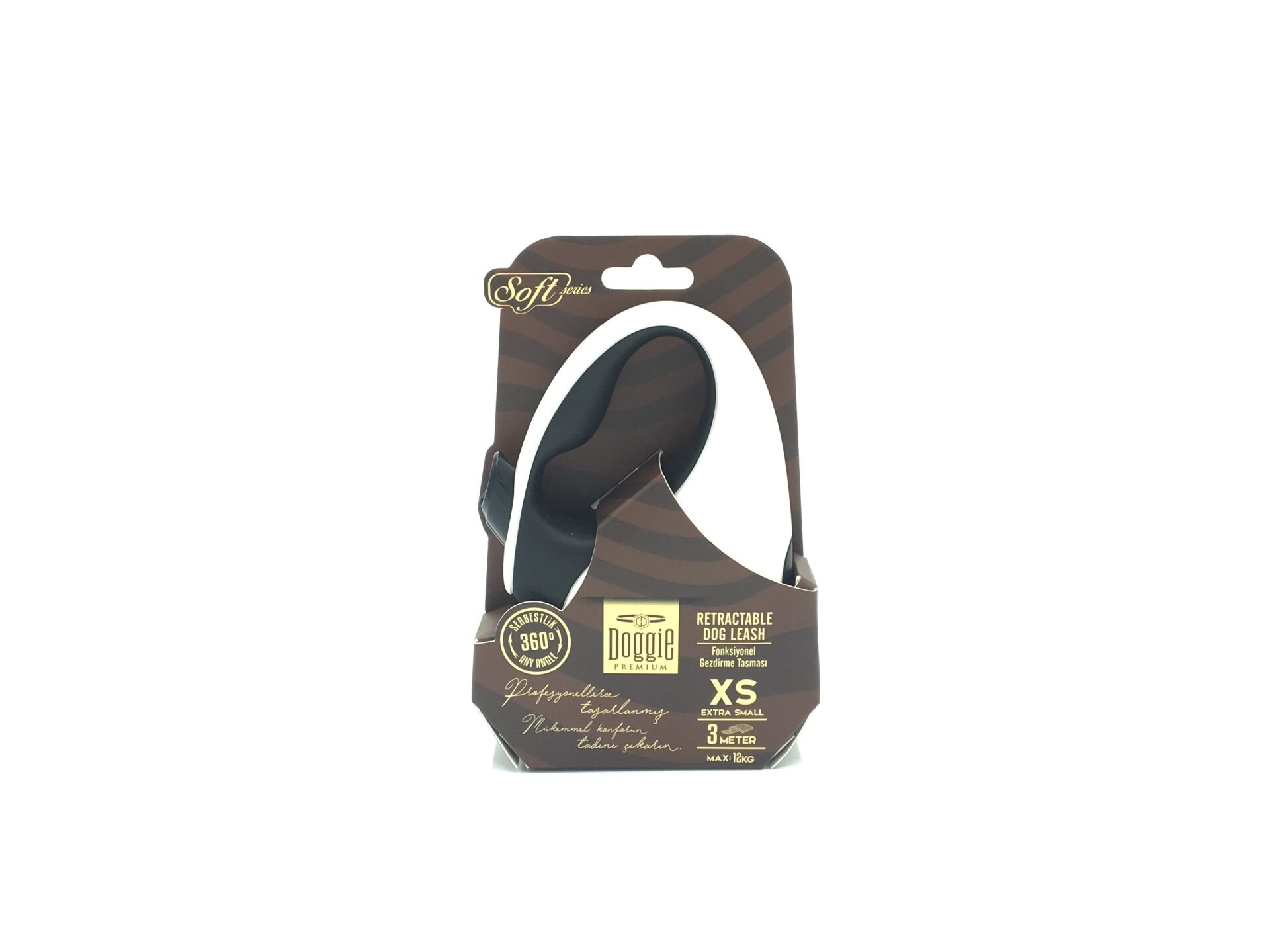Doggie Soft Seri Otomatik Makaralı Gezdirme Tasması 12 kg / 3 M Siyah