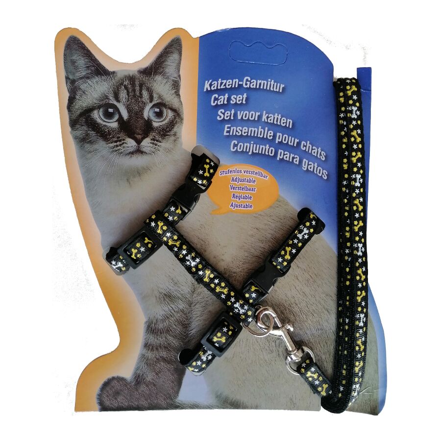 Atlantik Desenli Kedi Göğüs Bel Tasması 20*32 cm Siyah