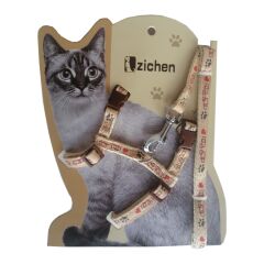Atlantik Krem Pati Desenli Kedi Göğüs Bel Tasması 20*32 cm