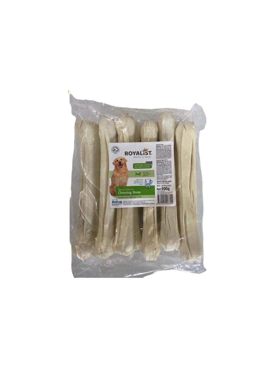 Royalist Beyaz Press Köpek Çiğneme Kemik 8.5'' (22 Cm) 1 Adet XL 165 gr