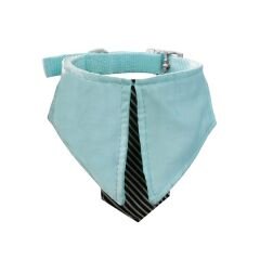 Gömlek Yakalı Kravatlı Köpek Boyun Tasması 25*33 cm Mavi