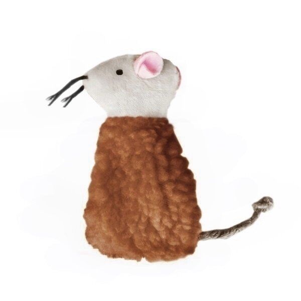 Kedi Otlu Peluş Fare Kedi Oyuncağı 6 cm-11 cm Kahverengi