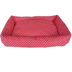 Markapet Benekli Kedi Köpek Yatağı 8*46*56 cm Small Kırmızı