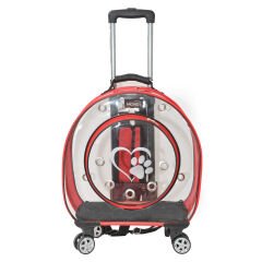 Markapet Premium Çekçekli Tekerlekli Kedi Köpek Taşıma Çantası 42 x 40 x 22 cm Kırmızı 15 kg