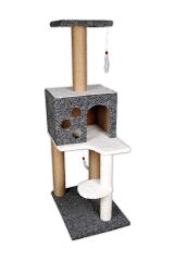 Markapet 3 Katlı Kedi Tırmalama Tahtası + Kedi Evi 40 x 55 x 127 cm Kırçıl