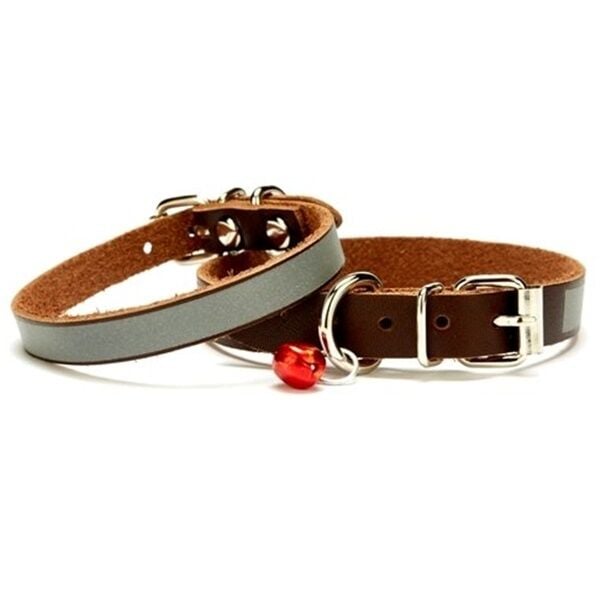 Reflektörlü Yavru Köpek Tasması 1,5 * 29 cm Kahverengi X Large