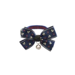 Papyonlu Kedi Tasması Max:27 cm-Min:19 cm Çapalı Lacivert